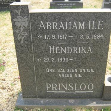 PRINSLOO Abraham H.F. 1917-1994 &amp; Hendrika 1930-