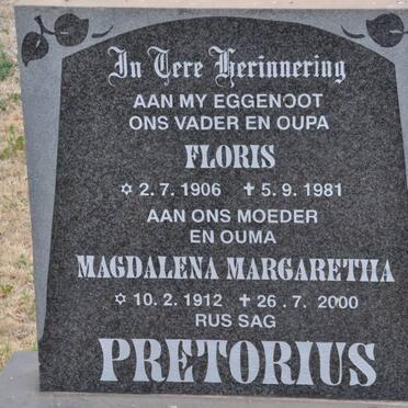 PRETORIUS Floris 1906-1981 &amp; Magdalena Margaretha 1912-2000