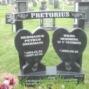 PRETORIUS Hermanus Petrus 1954-2007 &amp; Wilma Hendrina J. V. VUUREN 1956-
