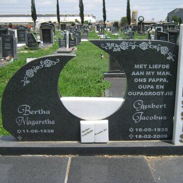 PLESSIS Gysbert Jacobus, du 1935-2009 &amp; Bertha Magaretha 1938-