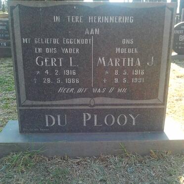 PLOOY Gert L., du 1916-1986 &amp; Martha J. 1916-1991