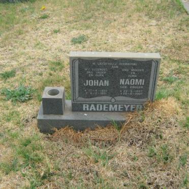 RADEMEYER Johan 1933-1991 &amp; Naomi KRUGER 1937-2007
