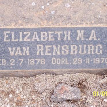 RENSBURG Elizabeth M.A., van 1876-1970