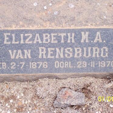 RENSBURG Elizabeth M.A., van 1876-1970