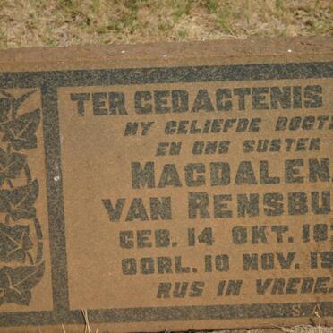 RENSBURG Magdalena, van 1922-1941