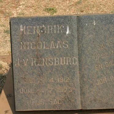 RENSBURG Hendrik Nicolaas, J.v. 1912-1973