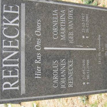REINECKE Carolus Johannes 1910-1998 &amp; Cornelia Marthina VAN DYK 1917-2001