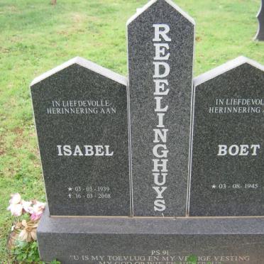 REDELINGHUYS Boet 1945- &amp; Isabel 1939-2008