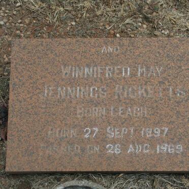 RICKETTS Winnifred May Jennings nee LEACH 1897-1969