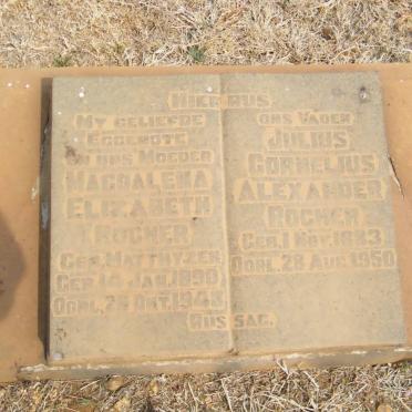 ROCHER Julius Cornelius Alexander 1883-1950 &amp; Magdalena Elizabeth MATTHYZEN 1890-1943