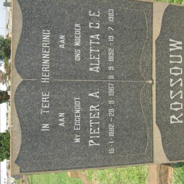 ROSSOUW Pieter A. 1882-1967 &amp; Aletta C.E. 1892-1983