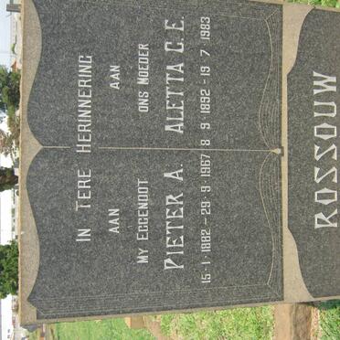 ROSSOUW Pieter A. 1882-1967 &amp; Aletta C.E. 1892-1983