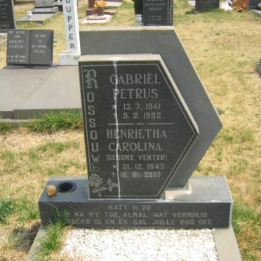 ROSSOUW Gabriël Petrus 1941-1992 &amp; Henrietha Carolina VENTER 1943-2007