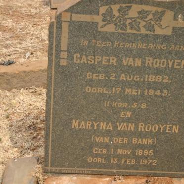 ROOYEN Casper, van 1882-1943 &amp; Maryna VAN DER BANK 1895-1972