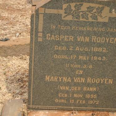 ROOYEN Casper, van 1882-1943 &amp; Maryna VAN DER BANK 1895-1972