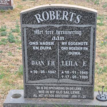 ROBERTS Daan F.H. 1947- &amp; Leila E. 1946-1999
