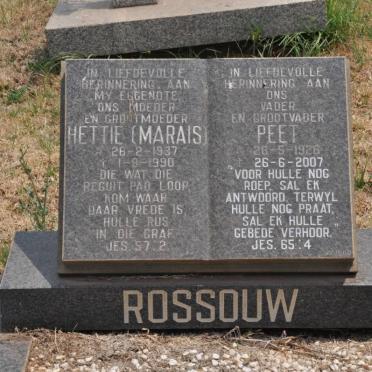 ROSSOUW Peet 1926-2007 &amp; Hettie MARAIS 1937-1990