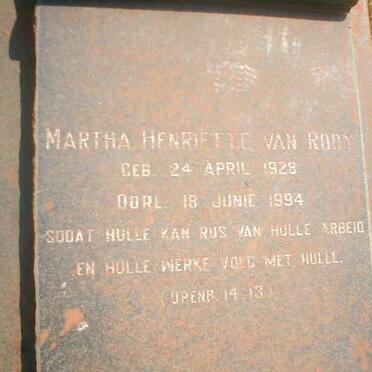 ROOY Martha Henriëtte van, 1928-1994
