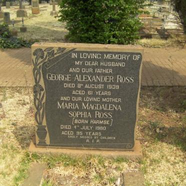 ROSS George Alexander -1939 &amp; Maria Magdalena Sophia HARMSE -1980