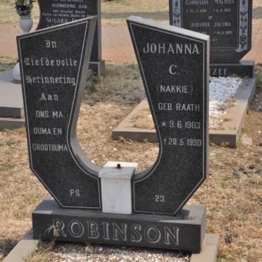ROBINSON Johanna C. nee RAATH 1903-1990