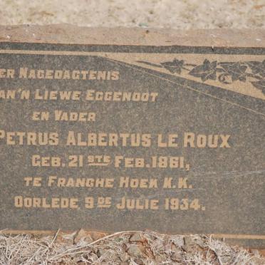 ROUX Petrus Albertus, le 1861-1934