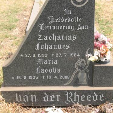 RHEEDE Zacharias Johannes, van der 1933-1984 &amp; Maria Jacoba 1935-2006