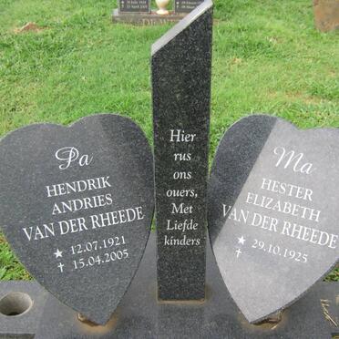 RHEEDE Hendrik Andries, van der 1921-2005 &amp; Hester Elizabeth 1925-