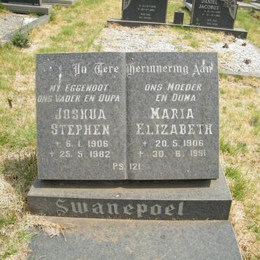 SWANEPOEL Joshua Stephen 1906-1982 &amp; Maria Elizabeth 1906-1991