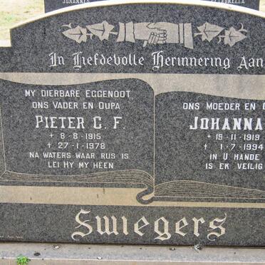 SWIEGERS Pieter C.F. 1915-1978 &amp; Johanna H. 1919-1994