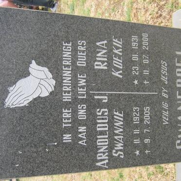 SWANEPOEL Arnoldus J. 1923-2005 &amp; Rina 1931-2000