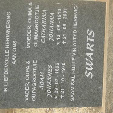 SWARTS Adam Johannes 1896-1970 &amp; Catharina Johanna 1910-2001