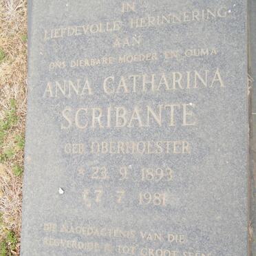 SCRIBANTE Anna Catharina nee OBERHOLSTER 1893-1981