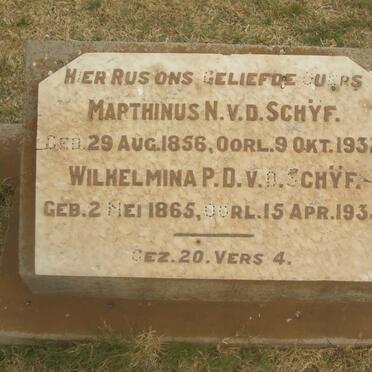 SCHŸF Marthinus N., v.d. 1856-1932 &amp; Wilhelmina P.D. 1865-1935