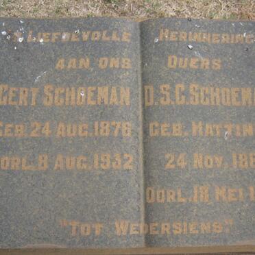 SCHOEMAN Gert 1878-1932 &amp; D.S.C. HATTINGH 1883-1944