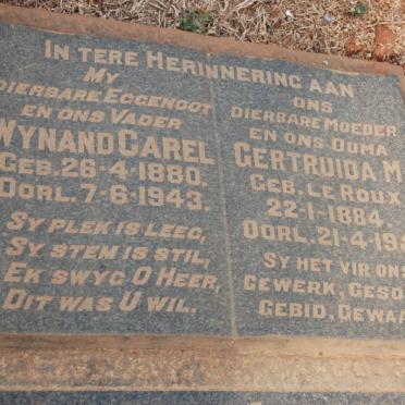 SCHOLTZ Wynand Carel 1880-1943 &amp; Gertruida M. LE ROUX 1884-1951