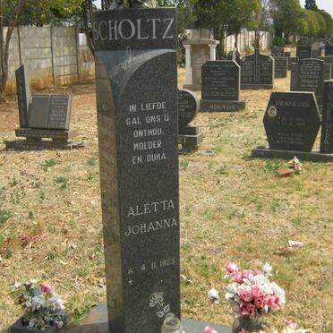 SCHOLTZ Johan Frederik 1920-1995 &amp; Aletta Johanna 1925-