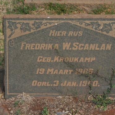 SCANLAN Fredrika W. nee KROUKAMP 1886-1960