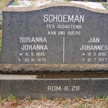 SCHOEMAN Jan Johannes 1893-1977 &amp; Susanna Johanna 1895-1979