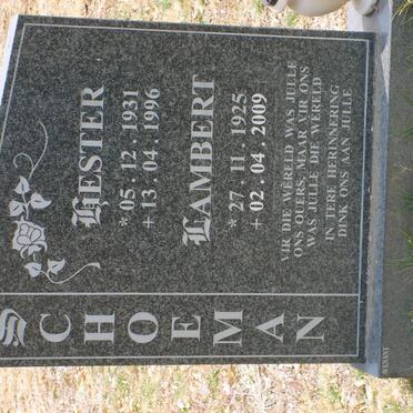 SCHOEMAN Lambert 1925-2009 &amp; Hester 1931-1996