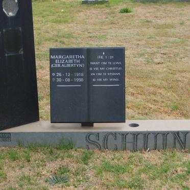 SCHUIN Margaretha Elizabeth nee ALBERTYN 1918-1998