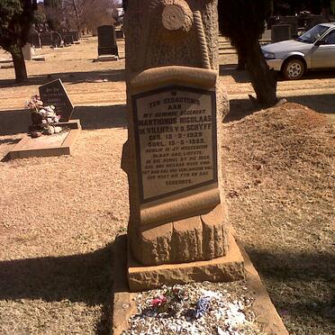 SCHYFF Marthinus Nicolaas de Villiers, van der 1929-1953