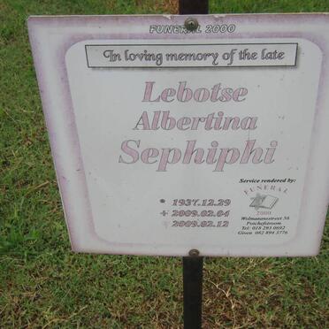 SEPHIPHI Lebotse Albertina 1937-2009