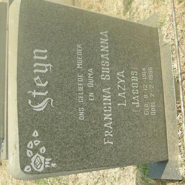STEYN Francina Susanna Lazya nee JACOBS 1914-1996