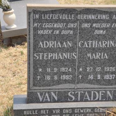 STADEN Adriaan Stephanus, van 1924-1992 &amp; Catharina Maria 1926-1997