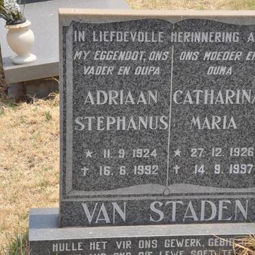 STADEN Adriaan Stephanus, van 1924-1992 &amp; Catharina Maria 1926-1997