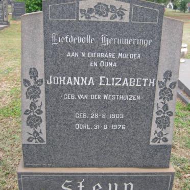 STEYN Johanna Elizabeth nee VAN DER WESTHUIZEN 1903-1976