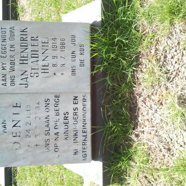 STADLER Jan Hendrik 1914-1986 &amp; Oenie 1915-2004