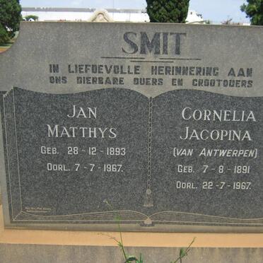 SMIT Jan Matthys 1893-1967 &amp; Cornelia Jacopina VAN ANTWERPEN 1891-1967