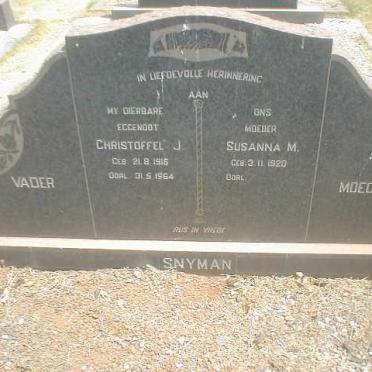 SNYMAN Christoffel J. 1916-1964 &amp; Susanna M. 1920-