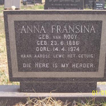 SNYMAN Anna Francina nee VAN ROOY 1886-1974